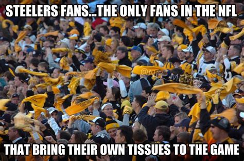 Steelers fans bring their own tissues...hahaha.~Ravens fan courtesy of NFL Memes | Nfl memes ...