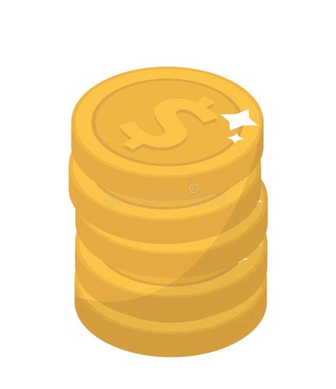 Coin Stacks, Flat Design. Gold Coins, Cent, Isolated on White ...