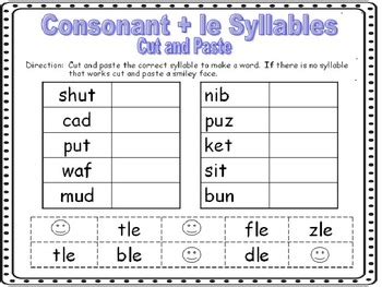 Consonant + le Syllables Word Work Worksheets by Robyn's Nest of Teaching Tools