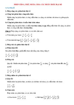 Tất tần tật về Phép cộng, trừ, nhân, chia các phân thức đại số có đáp án