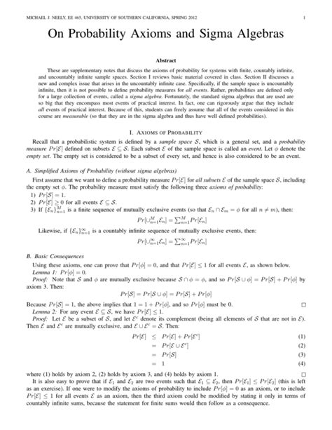 On Probability Axioms and Sigma Algebras