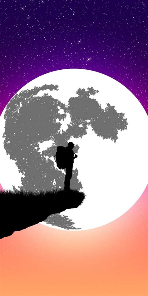 Silhouette, moon, man, digital art Wallpaper | Art, Art wallpaper, Moon art