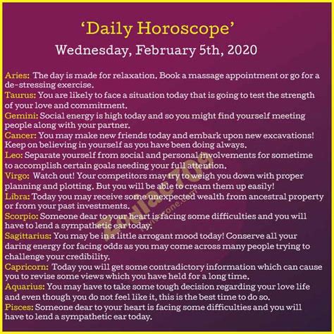 5th February 2020 Daily Horoscope - Revive Zone