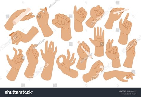 Left Hands Poses Gesture Holding Pointing Stock Vector (Royalty Free ...