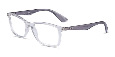 Ray-Ban RB7047 - Rectangle Clear & Gray Frame Eyeglasses | Eyebuydirect