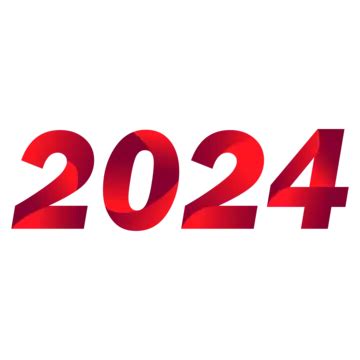 Texto De Tipografía De Año Nuevo Rojo 2024 En Cursiva Vector PNG , 2024 ...