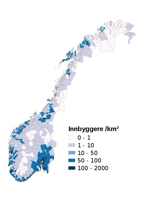 Population density map of municipalities in Norway (2016) [744 × 1053 ...