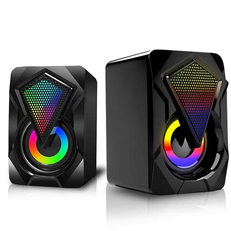 Computer Speakers RGB Gaming Speaker USB Powered Stereo 2.0 Volume ...