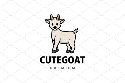 cute goat cartoon logo vector icon – MasterBundles