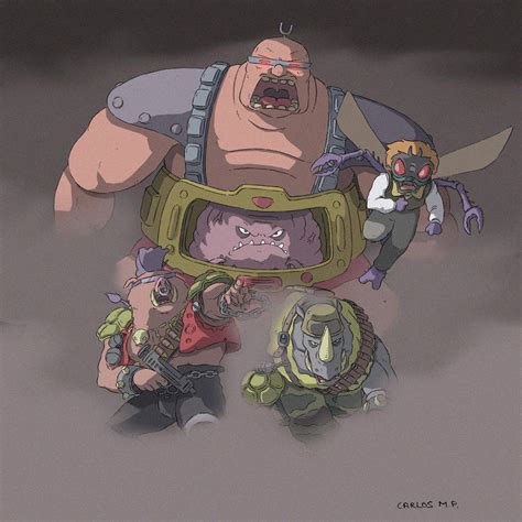 TMNT 1987 Bebop Rocksteady krang Baxter Fan art by Carlos-MP on DeviantArt