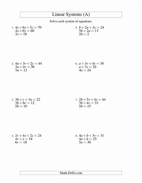 Systems Of Equations Substitution Worksheet — db-excel.com