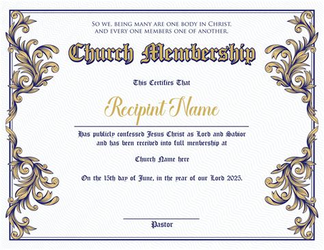 Editable Church Membership Certificate Template. Printable - Etsy Singapore