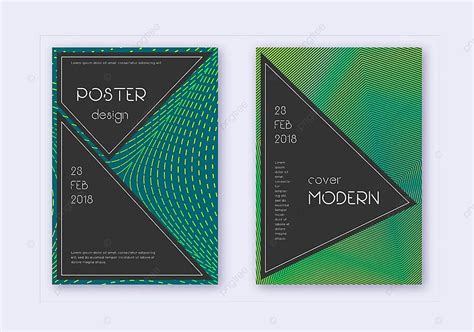 Set Of Black Cover Design Templates With Green Abstract Lines Vector ...