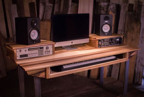 Custom Made Studio Desk For Audio + Video Production W/ Keyboard Workstation Shelf And Rack ...