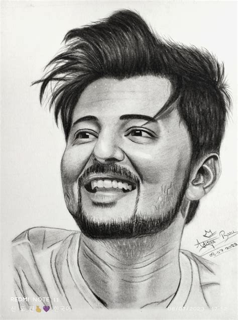 Darshan Raval pencil sketch created by Adityabasu