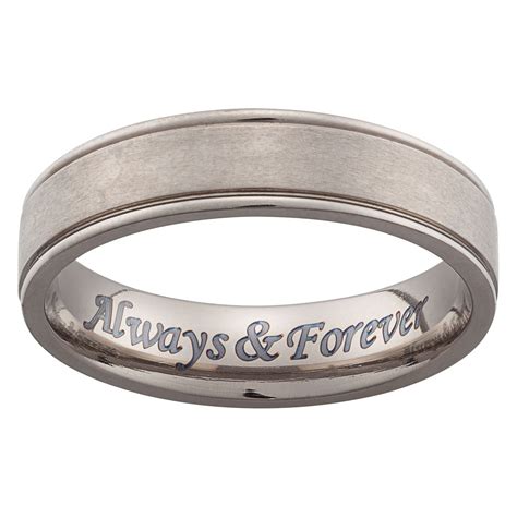 This contemporary and stylish Titanium Engraved Beveled Band is sure to plea… | Engraved wedding ...