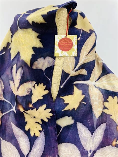 Stunning Habotai Silk Scarf Eco-Printed Oak & Maple Leaves – Hearts and Hands