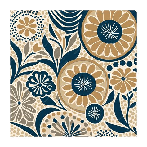 Premium Vector | Vintage Beige and Blue Flowers Design