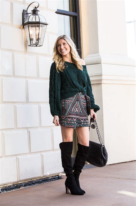 winter skirt and sweater outfit combo - The Glamorous Gal | Everything Fashion