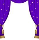 Transparent Purple Curtains with Gold Tassels and Stars | Gallery Yopriceville - High-Quality ...