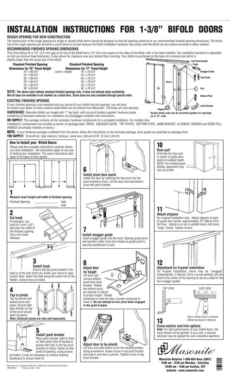 1-3/8" Bifold Door Installation Instructions