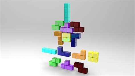 Tetris blocks 3D Model Game ready .obj .fbx - CGTrader.com