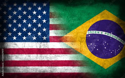 USA and Brazil flag with grunge metal texture Stock Photo | Adobe Stock