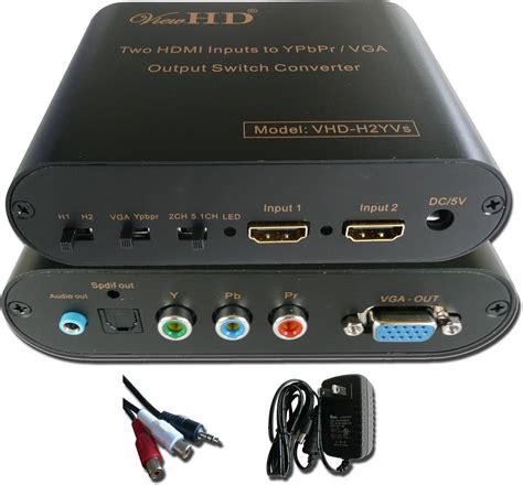 ViewHD Two Input HDMI to RGB Component YPbPr / VGA 2x1 Switch Converter Support 5.1CH Surround ...