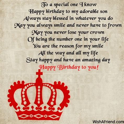 To a special one I know , Son Birthday Poem