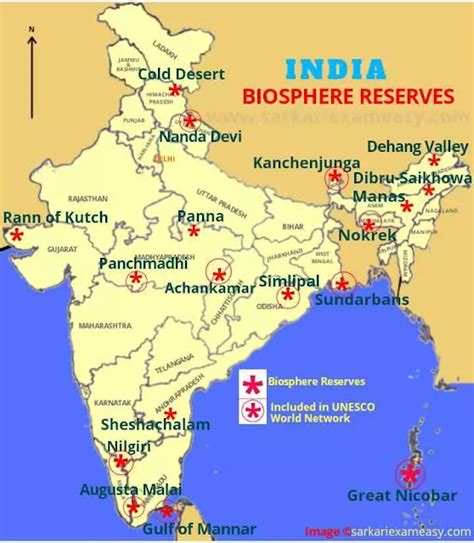 Latest Biosphere Reserves in India map Download Free