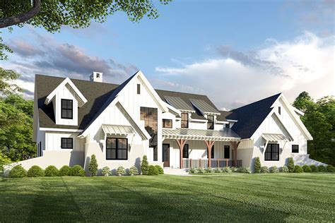 Plan 275006CMM: 5-Bed Modern Farmhouse Plan with Unique Angled Garage | Modern farmhouse plans ...