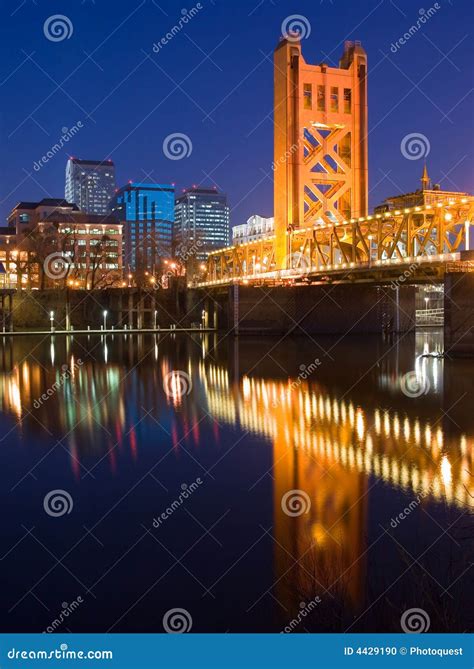 Tower Bridge and Sacramento at Night Stock Photo - Image of blue, bridge: 4429190