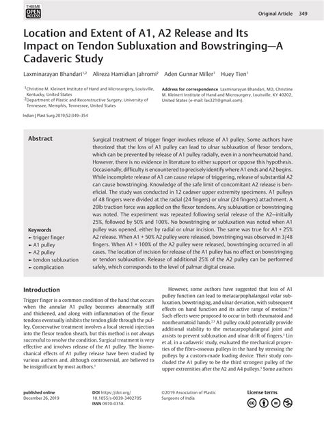 (PDF) Location and Extent of A1, A2 Release and Its Impact on Tendon Subluxation and ...