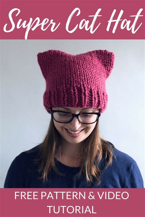 Super Cat Hat - Free Pattern - Knifty Knittings | 編み物, ニット, 帽子