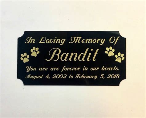 Pet Memorial Engraved Solid Black Brass Plaque Paw Prints - Etsy