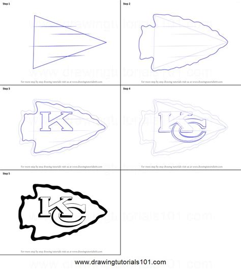 How to Draw Kansas City Chiefs Logo printable step by step drawing ...