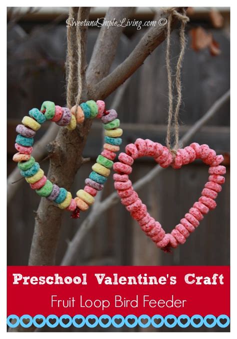 Preschool Valentine Crafts: Fruit Loop Heart Bird Feeder