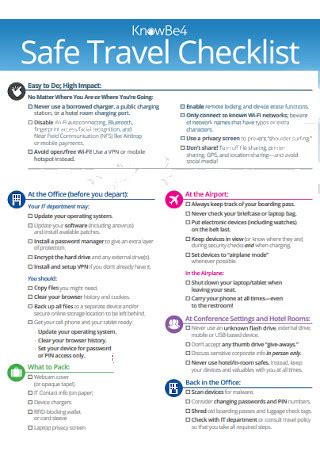 50+ SAMPLE Travel Checklists in PDF | MS Word