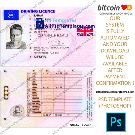 Uk Drivers License Psd Template Free