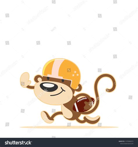 Monkey Cartoon Vector Playing American Football Stock Vector (Royalty ...