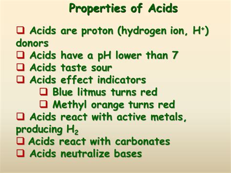 Properties of Acids Bases - Presentation Chemistry