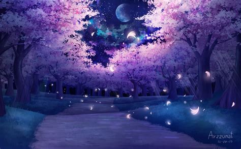 [13+] Anime Night Garden Background - Anime WP List