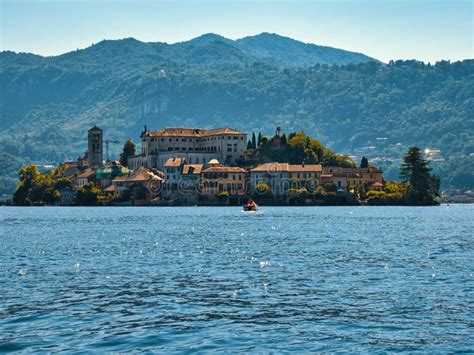 Island of San Giulio on Lake Orta Seen from the Village of Orta San ...