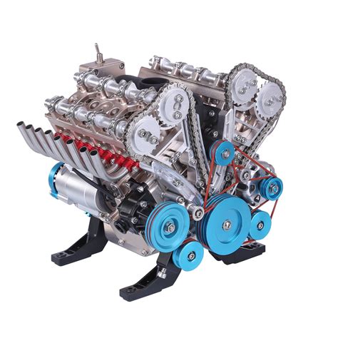 Teching V8 Engine Model Kit Metal Assembly DIY Kit 500+Pcs Mechanical - EngineDIY