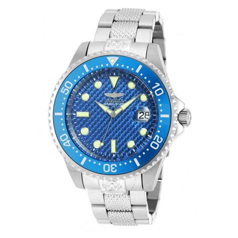 Invicta Pro Diver Automatic Blue Carbon Fiber Dial Stainless Steel Men ...