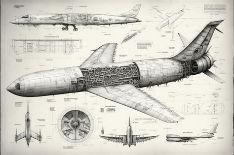 Premium AI Image | Aircraft design pencil sketch showing detailed and intricate designs layout ...