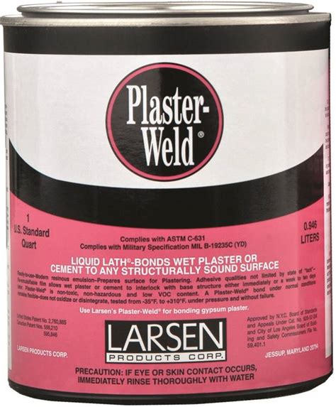 Plaster-Weld PWQ06 Bonding Agent, Liquid, Pink, 1 qt - Larry The LocksmithLarry The Locksmith