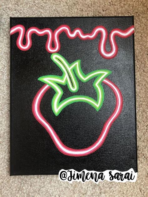 Neon Sign Strawberry Painting $10.00 in 2021 | Art inspiration painting ...