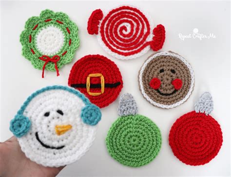 Crochet Christmas Coasters - Repeat Crafter Me