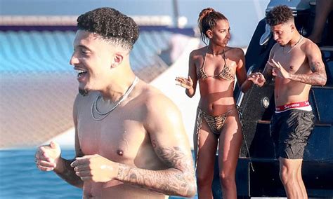 Jadon Sancho looks cosy with a mystery stunner during Ibiza yacht trip | Daily Mail Online